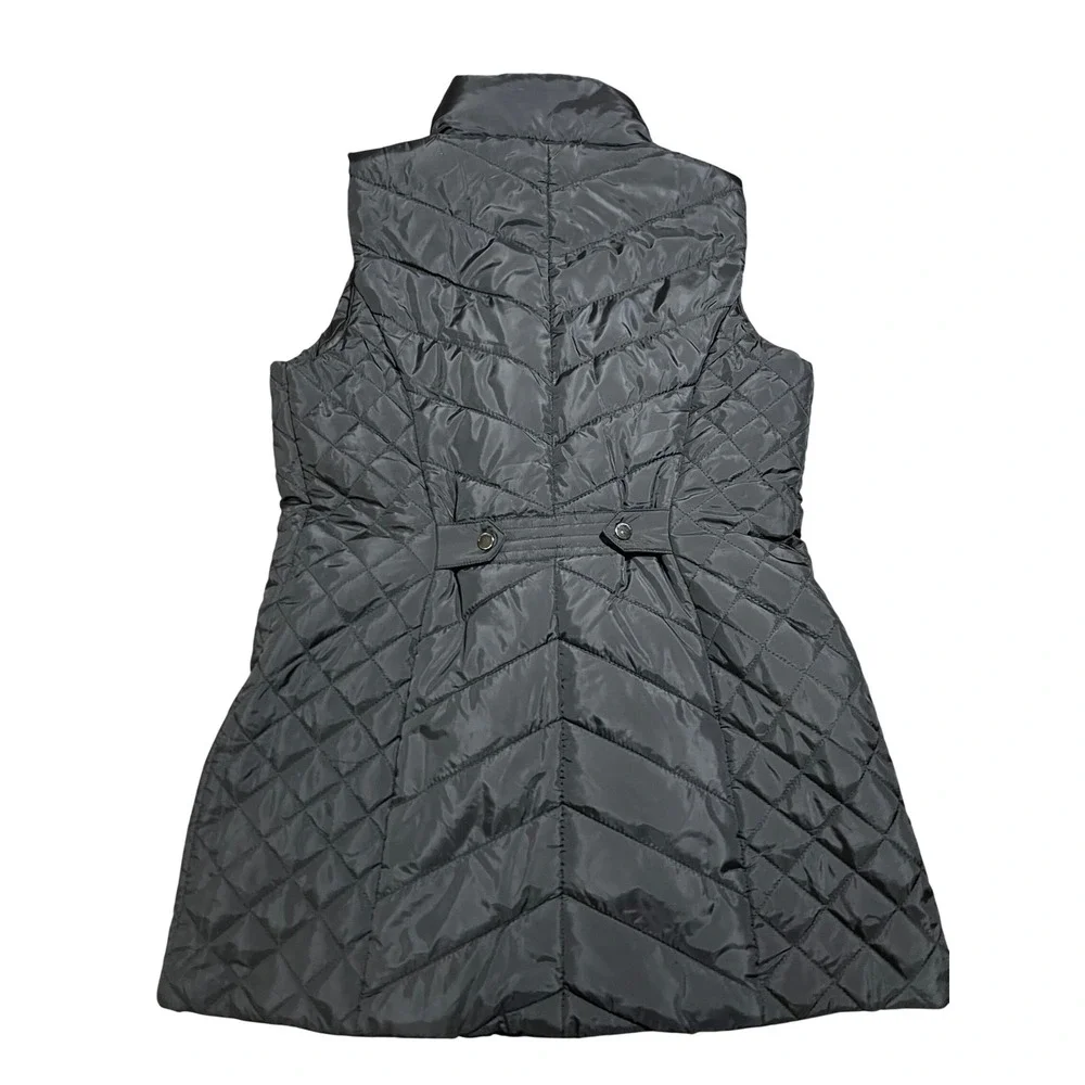 Weatherproof Womens Black Quilted Puffer Vest Longline Snap Front Small S/CH - Picture 3 of 9